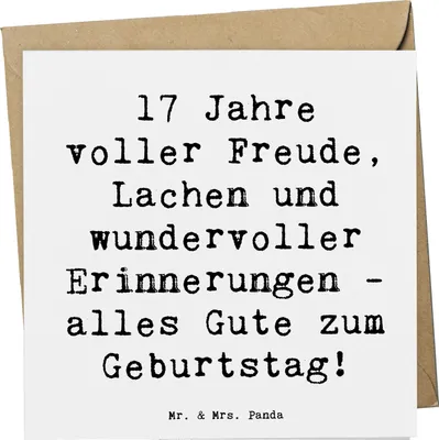 Produktbild von Mr. & Mrs. Panda Klappkarte Spruch 17. Geburtstag Freude - Weiß - Geschenk, Jugend, Glückwunschkarte, anlasskarte, siebzehnter, Geburtstagsgeschenk, Happy Birthday, Alter