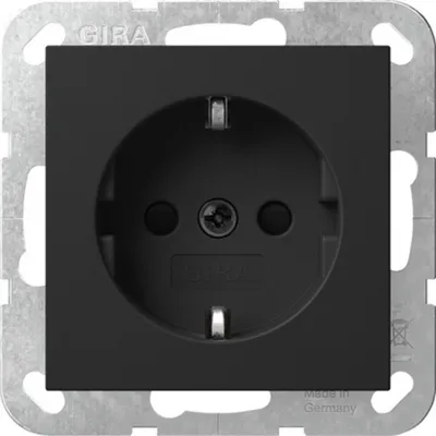 Produktbild von Gira SCHUKO-Steckdose, Schutzkontakt, System 55, Schwarz, matt, 1 Stk.