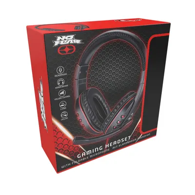 Immagine prodotto di Cuffie da gioco No Fear - Cavo da 1,5 M - Driver da 40 MM - Microfono pieghevole - Design over-ear - Robuste e confortevoli - Nero/Rosso