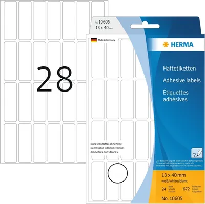 Produktbild von Vielzwecketikett 13x40mm ablösbar weiß VE=10x672 Etiketten