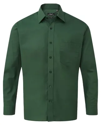 Imagen del producto de Premier - Camisa para hombre, manga larga, modelo LT5998 (talla 48,5 cm), color verde botella