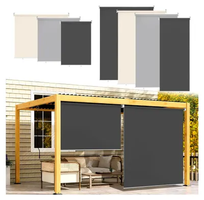 Produktbild von Senkrechtmarkise außen 140 x 140 cm, Balkonmarkise, Außenrollo für Balkon, Beschattung und Sichtschutz, Vertikalmarkise, Innenbeschattung, Dunkelgrau