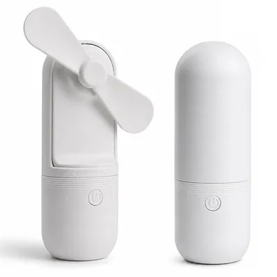 Produktbild von Mini Handventilator wiederaufladbar 1200mAh, USB tragbarer Ventilator klein mit 2 Stufen, leise & sicher für Reisen, Outdoor & Geschenk