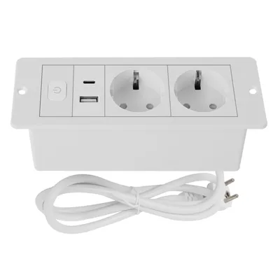 Obrázok produktu pre Stolová zásuvka TWSOUL, 2-komorová stolová zásuvka s vypínačom USB a Type-C, pripojenie USB