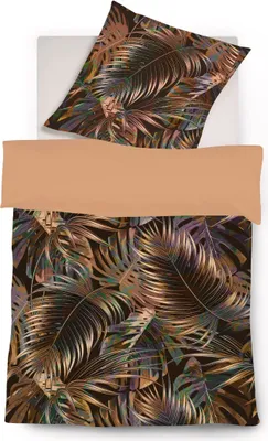Produktbild von Fleuresse Bed Art S Mako Satin-Wende-Bettwäsche Blätter, braun 135x200 cm