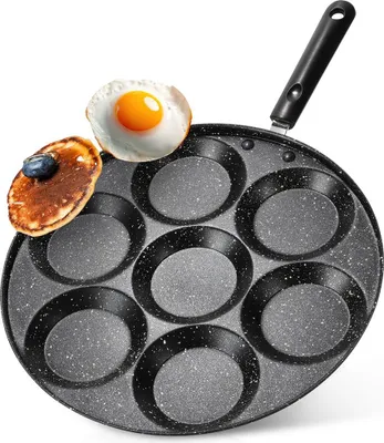 Zdjęcie produktu dla Vilde | Patelnia - Patelnia do jajek - Ø 30 cm - Czarna - Nieprzywierająca powłoka - 7 zagłębień do idealnego smażenia jajek