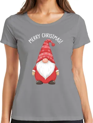Produktbild von Merry Christmas! Weihnachtsgnom Wichtel Weihnachten Schneeflocken Damen T-Shirt, Grau, 3XL