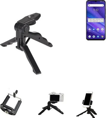Produktbild von K-S-Trade Stativ Tisch-Ständer Dreibein Handy-Stativ Ständer kompatibel mit UMIDIGI A5 Pro Mini-Stativ Smartphone Tripod Handy-Stativ aus Plastik
