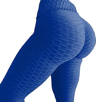 Produktbild von ASKSA Damen Sporthose Anti-Cellulite Compression Leggings Slim Fit Butt Lift Elasticated Trousers Jogginghose(Blau,M)