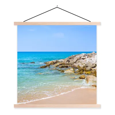 Produktbild von MuchoWow® Textilposter Strand - Meer - Tropisch - Sommer 60x60 cm mit holzfarbenen Rahmen - Wanddekoration
