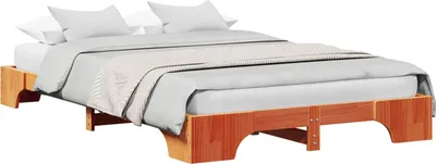 Produktbild von Bettrahmen Wachsbraun 120 x 200 cm Massives Kiefernholz