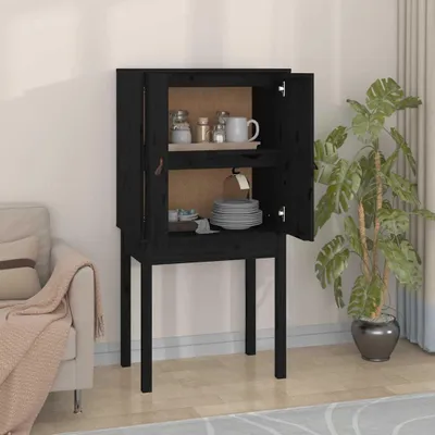 Produktbild von vidaXL Highboard Schwarz 60x40x120 cm Massivholz Kiefer
