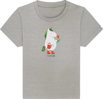 Produktbild von Mr. & Mrs. Panda Babyshirt Einhorn Gärtner 24. - 36. Monat - Heather Grey - Geschenk, Baby  Shirt, Freude, Stiefel, T-Shirt, Organic, Einhörner, Unicorn, Kinder