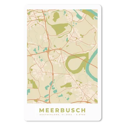 Produktbild von MuchoWow® Mauspad Mousepad Meerbusch - Karte - Stadtplan - Vintage 40x60 cm - Mousepads - Maus Mat - Pad - Mausunterlage - Schreibtisch Accesoire