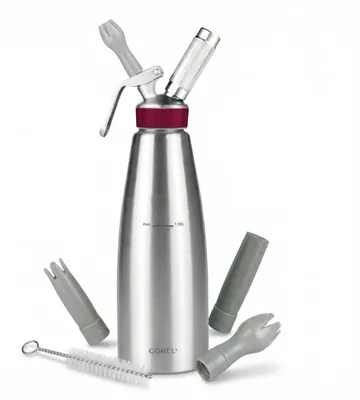 Sahnesiphon aus Edelstahl, 1 l, NF D21-901, 3 Tüllen
