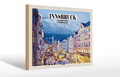 Produktbild von Holzschild Reise Innsbruck Österreich Weihnachten 30x20cm
