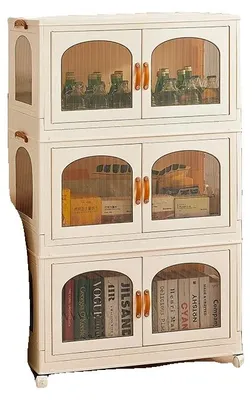 Produktbild von Faltbarer Aufbewahrungsorganizer, 3 Ebenen, 50 kg Tragfähigkeit, 43x27,5x81 cm, 2 Stück, mit Rädern