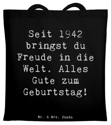 Produktbild von Mr. & Mrs. Panda einkaufsshopper Spruch 1942 Geburtstag Freude - Schwarz - Geschenk, Laptoptasche, Alles Gute zum, Geburtstagsgeschenk, Jahrgang, in die Welt, Tote Bag