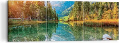 Produktbild von Bild auf Leinwand - Leinwandbild - 3 Teile - Landschaft Berge Morgendämmerung - 120x40cm - Wand Bild - Wanddeko - Wandbilder - Leinwanddruck - Bilder - Wanddekoration - Leinwand bilder - CA120x40-4456