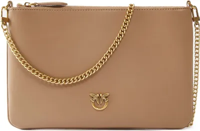 Image de PINKO sac à épaule bandoulière Flat Classic Ginger Biscuit - Antique Gold taupe