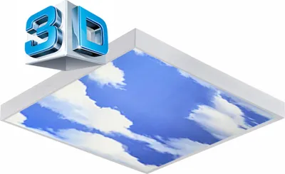 Produktbild von 62x62 LED Aufputz Aufbau Panel Panel Deckenleuchte Deckenlampe 3D Bild blauer Himmel mit Wolken
