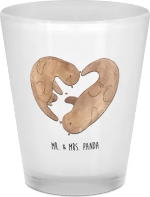 Produktbild von Mr. & Mrs. Panda Likörglas Otter Valentine - Transparent - Geschenk, Shot Glas, für Freundin, Schnapsglas, Likör, Valentinstag, Hocheitstag, Mitbringsel, Gläschen, Frauen