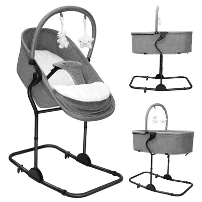 Produktbild von TULANO Moon 35 | Multifunktionale Kinderwippe Babywippe Babyzubehör 4in1 | 4 Verwendungsmöglichkeiten: Füttern, Sitzen, Schaukeln, Schlafen | Grau