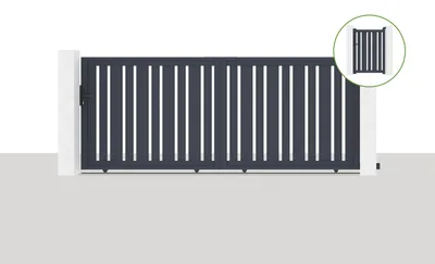 Produktbild von Schiebetor 3,5x1,4m VEYMONT + Tor 1m VEYMONT H.1,4m grau