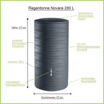 Obrázok produktu pre Sud Prosperplast Novara čierna žula 280l