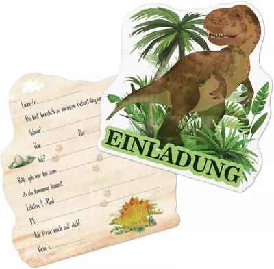 Produktbild von Dino Einladungskarten für Kindergeburtstag 12er Pack Dinosaurier Junge Party Mottoparty