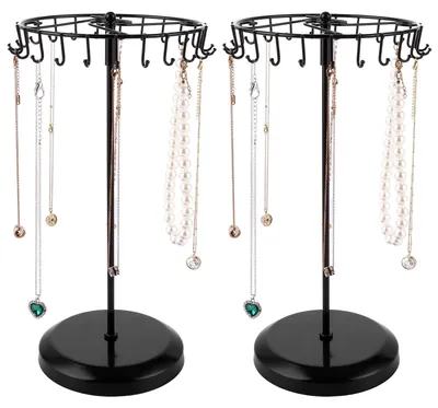 Immagine prodotto di Portagioie nero in due pezzi, con 23 ganci – ideale per collane, braccialetti e orecchini