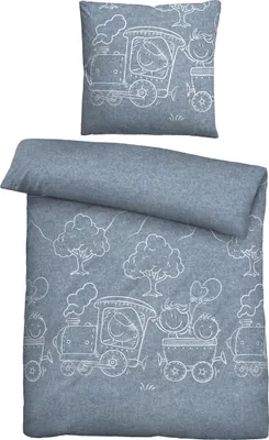 Produktbild von Biberna Kinder-Bettwäsche blau 1x 135x200 cm + 1x 80x80 cm