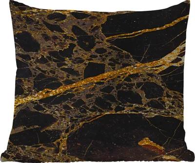 Produktbild von MuchoWow® Outdoor Kissen - Marmor - Gold - Schwarz - Glitter - 50x50 cm - Wetterfest - Lounge Kissen - Komfortabel - Kissen mit Bild