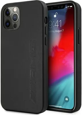 Zdjęcie produktu dla AMG AMHCP12MDOLBK iPhone 12/12 Pro 6,1" czarny/black hardcase Leather Hot Stamped
