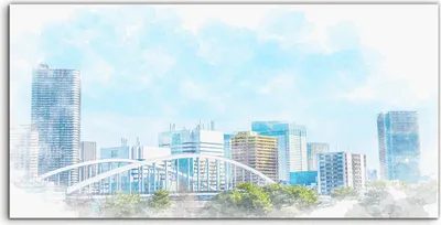 Produktbild von Coloray Canvas 120x60  Wandbild Leinwand Bilder Landschaft Tokio Asien Stadt Zeichnung