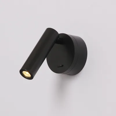 Productafbeelding van Zwarte Wandlamp met Schakelaar, 3W LED Leeslamp Slaapkamer - 3000K Warm Wit, 320° Draaibaar