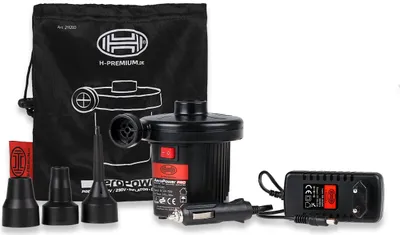 Immagine prodotto di HEYNER® Pompa d'aria da campeggio 12 V 230 V elettrica portatile a riempimento rapido per letto d'aria materasso d'aria galleggiante anello tenda piscina paddling