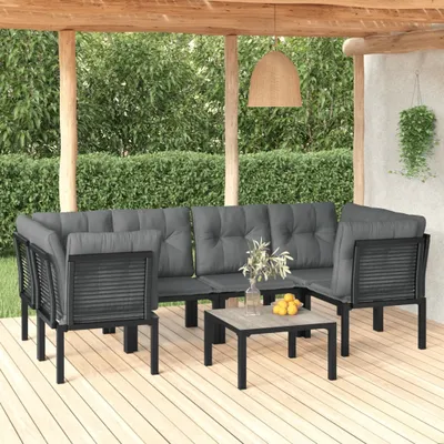 Produktbild von 7-tlg. Garten-Lounge-Set Schwarz und Grau Poly Rattan , Gartenmöbel-Sets Design 2024