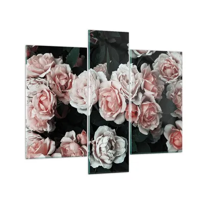 Produktbild von Bilder auf glas - 3 Teile - Rosen Blumen Blätter - 95x80cm - Glasbilder - Wandbilder - Bilder - zum Aufhängen bereit - Wanddekoration aus Glas - Glas Bilder - Wandbild auf Glas - GCB95x80-4760