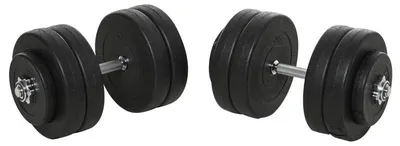 Image de Ensemble de haltères réglables – Ensemble de haltères avec protection de sol et revêtement en plastique – 2 x 25 kg – Noir