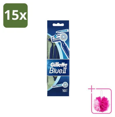 Productafbeelding van 15 x Gillette Blue 2 wegwerpbare scheermesjes - met chroomcoating - voordelijnverpakking - 15 stuks
