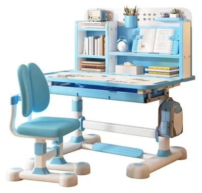 Obrázek produktu pro Sada kancelářské židle, výškově nastavitelná, ergonomický design, 80 x 60 x 119 cm, modrá