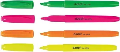 Zdjęcie produktu dla Zakreślacz cienki 1226 4 kolory D.RECT