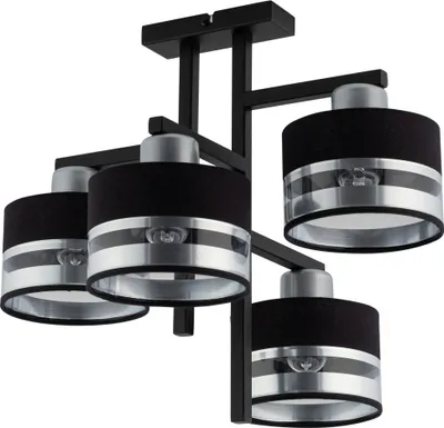 Immagine prodotto di Lampada da soffitto a 4 punti, decorativa, di design, moderna, nera e argento, Pro 4xE27 15W Sigma Lighting