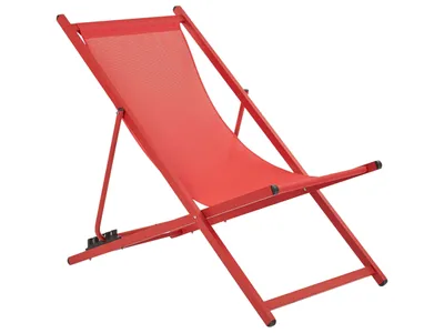 Produktbild von BELIANI Liegestuhl Rot Aluminium Mesh Rot Faltbar Klappbar Verstellbar Modern Garten Terrasse Outdoor Balkon Möbel Ausstattung