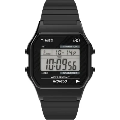 Obrázek produktu pro Hodinky TIMEX TW2R67000, určené jak pro dámy, tak pro pány, jsou sportovní model v moderním stylu a mají černou barvu.