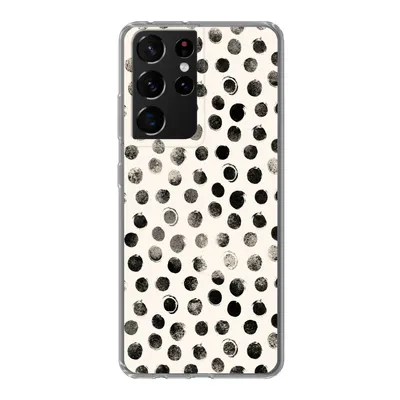 Produktbild von MuchoWow® Handyhülle Schutzhülle Hülle für Samsung Galaxy S21 Ultra Polka dots - Schwarz - Weiß Silikon Softcase Handy Hülle - Mobiltelefon