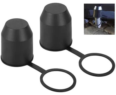 Obrázek produktu pro Kryt na tažné zařízení, 2 kusy, s pojistnou podložkou, průměr kulové hlavy 50 mm, vnitřní průměr 52 mm, výška 70 mm