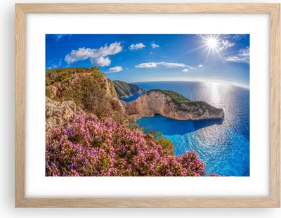 Produktbild von Gerahmtes Poster - Rahmen in heller Eiche - Meer Sommer Blume - 40x30 cm - Wand Bild - Wanddeko - Wandbilder - Wandposter - Bilderrahmen - Bilder - Kunstdruck - Wandbild - P2NAA40x30-3741