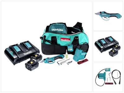 Produktbild von Makita DUP 361 PM Akku Rebschere Astschere 36 V ( 2x 18 V ) + 2x Akku 4,0 Ah + Doppelladegerät + Tasche